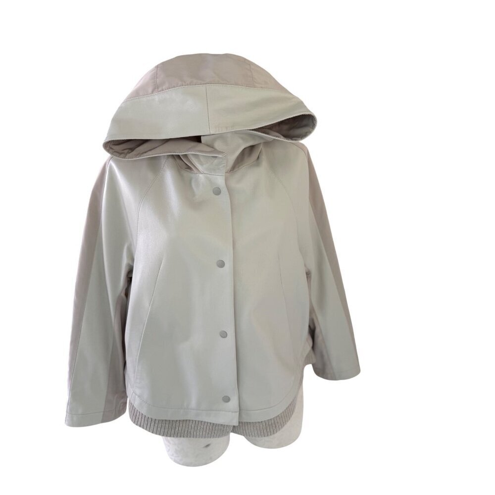 Son Jung Wan Womens Lambskin Zibeline Trim Jacket Size 55 or US Small Cream